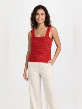 Handmade Red Crochet Knit Tank Top S-M